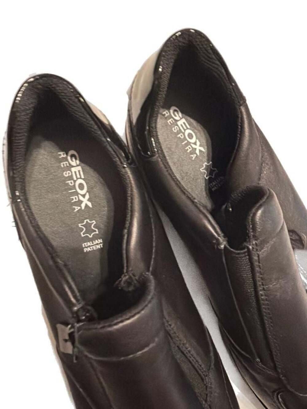 Geox Respira Women's Maurica Black Leather Wedge Zip-Up Loafers - Picture 2 of 5